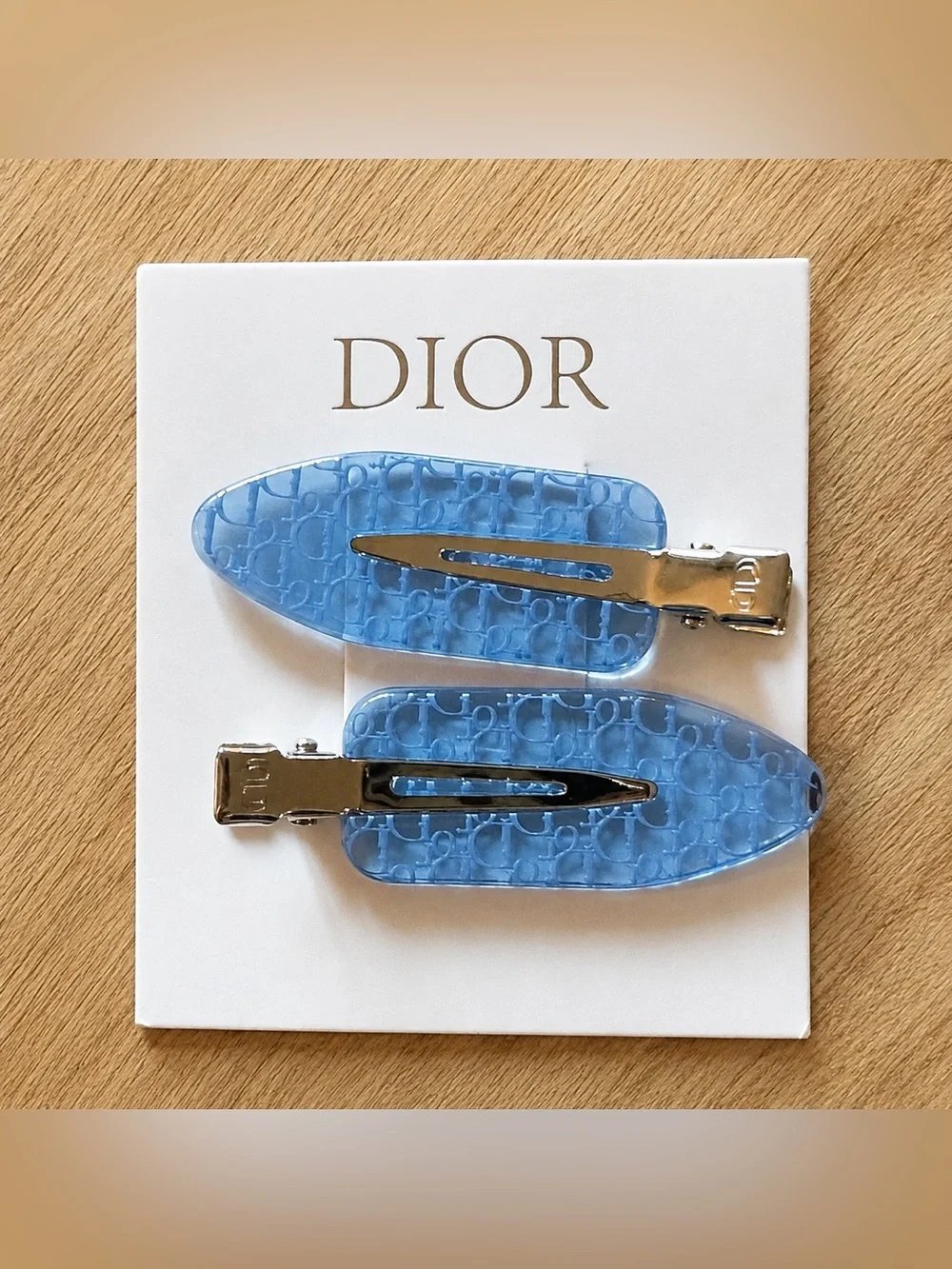 Dior Blue Monogram Resin Snap Hair Clips